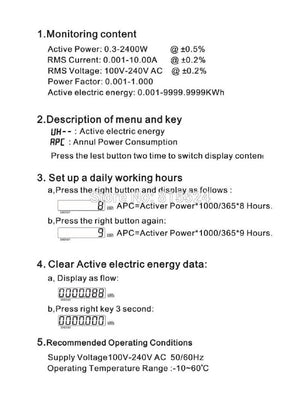 2400w 100v-240v 10a Power Meter Analyzer Hp8