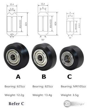 3dinnovations Openbuilds Pom Plastic Wheel Mini V With 105zz Bearing