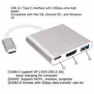 3 in 1 Multiport Type-c Usb To Hdmi Adapter Usb 3.0 Charging Port Converter Adapter