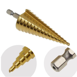 3pcs Hss Titanium Coated Step Drill Bit Set, 1/4’ Hex Shank Drive Quick Change High Speed Steel Cone Drill Bit
