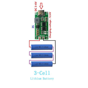 4A 3S Type C 11.1V Step-Up Boost LiPo Polymer Li-Ion Charger 12.6Vdc 18650 Lithium Battery