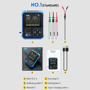 Fnirsi® Dso-tc3 3-in-1 Handheld 500khz 10ms/s Digital Oscilloscopes Signal Generator Transistor Tester