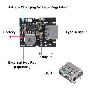 5v 2a Type-c Usb High Precision Lithium Battery Charge Protection Converter Booster Usb Port Without Soldering