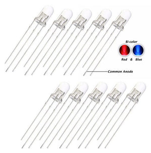 5mm Diffused Blue And Red Common Cathode 3 Pin Round 5mm Led Light-emitting Diode