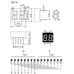 Led 7 Segment 2 Digit Common Anode Display 25mmx17mmx10mm