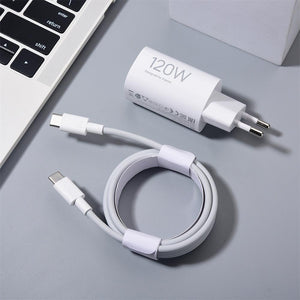 120w Original Xiaomi Turbo Fast Charger Eu Hypercharge Adapter With 6a C To C Cable