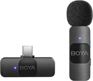 By-v10 Boya Wireless Lapel Microphone System, Usb C Omnidirectional Condenser Microphone For Youtube Tiktok Instagram Facebook Live Streaming And Vlog Recording