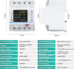 WiFi Electricity Meter 3 Phase 100 A Tuya Compatible Smart Energy Meter with Safety Features for Home Use price