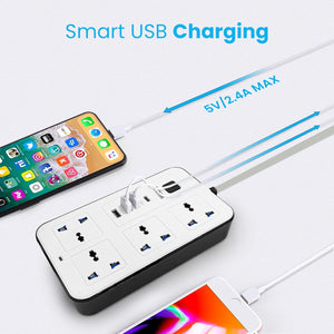 2500w Universal Power Extension With 4 Sockets 3 Usb And 1 Type C Port Price
