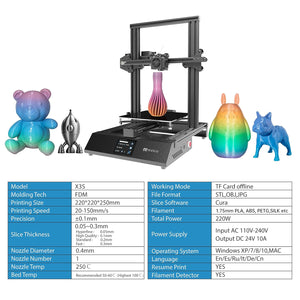 XVICO 3D Printer X3S DIY Kit Rapid Assembly with Open Source Marlin 2.0, Large Build Print Area 220mm x 220mm x 250mm