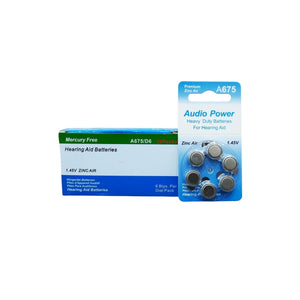 A675 Audio Power-Hearing Aid Batteries Pack of 6 cells