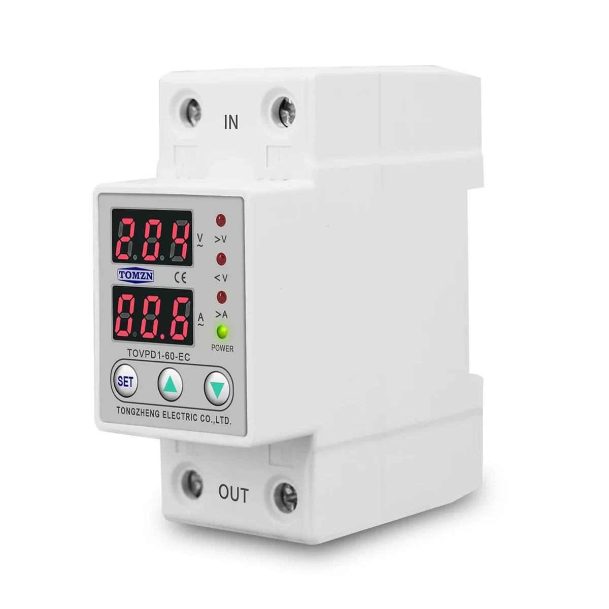 Tomzn 63A, 220V, Auto Cutoff & Reset – Best for Home & Industrial Safety Adjustable Over & Under Voltage Protective Device TOVPD1