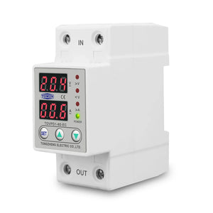 Tomzn 63A, 220V, Auto Cutoff & Reset – Best for Home & Industrial Safety Adjustable Over & Under Voltage Protective Device TOVPD1