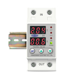 Tomzn 63A, 220V, Auto Cutoff & Reset – Best for Home & Industrial Safety Adjustable Over & Under Voltage Protective Device TOVPD1