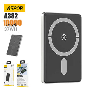 Aspor A382 Wireless Charging 10000mah Power Bank Max 15w Fast Charging Pd20w