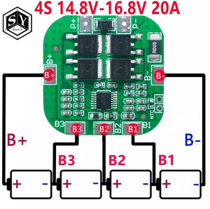 Battery Protection Board 4s 20a 14.8v Bms For 18650 Lithium Ion Cells Hx-4s-a20