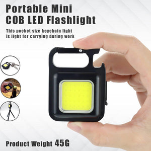 Cob Rechargeable Keychain Flashlight | Mini Small Flashlight With 3 Light Modes, Folding Bracket, Bottle Opener, And Magnet Base For Fishing, Walking,