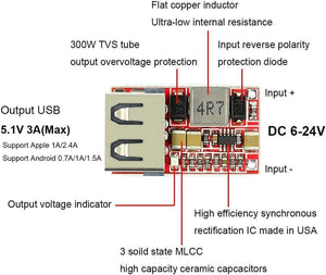 USB DC-DC Buck Converter CAR USB Charger Module 6-24v 12v 24v To 5v 3a Step Down Voltage Regulator Power Supply Module