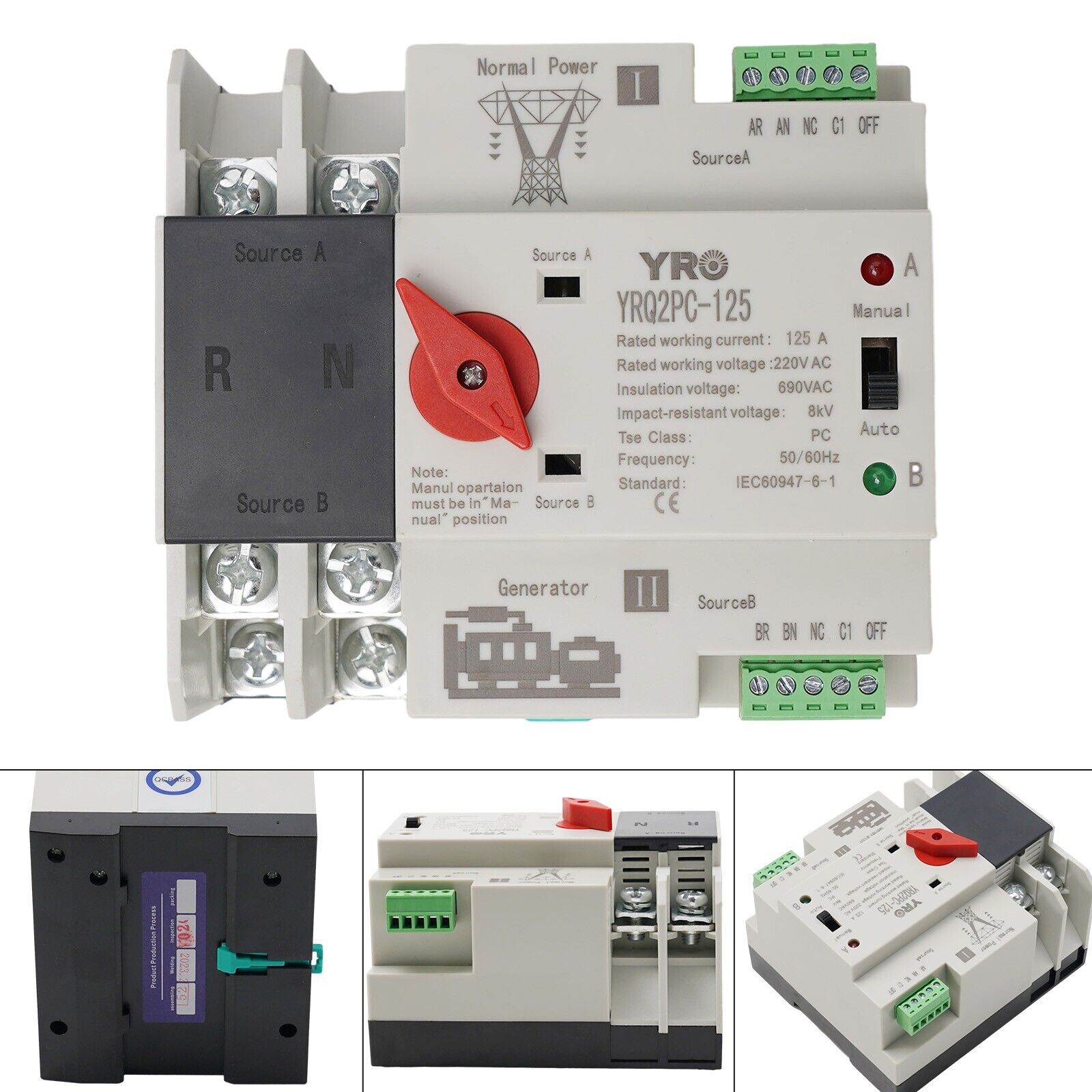Efficient 125A Dual Power Automatic Transfer Switch for Generator Power Supply