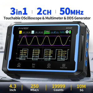 Fnirsi 2c53p 3-in-1 50mhz Dual Channel Oscilloscope Signal Generator Multimeter (portable Dso)