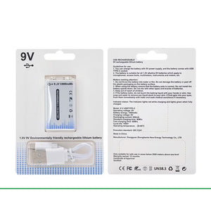 9v Rechargeable Lithium Battery 1000mah – Usb Type-c (6f22)
