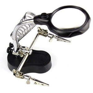 Helping Hand Clip Desktop Led Light Magnifier Glass With Soldering Stand 3.5x 12x