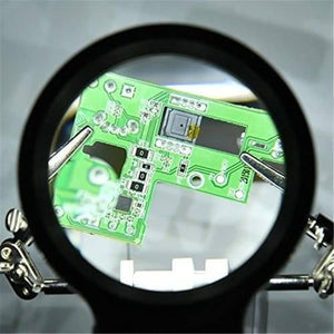 Helping Hand Clip Desktop Led Light Magnifier Glass With Soldering Stand 3.5x 12x