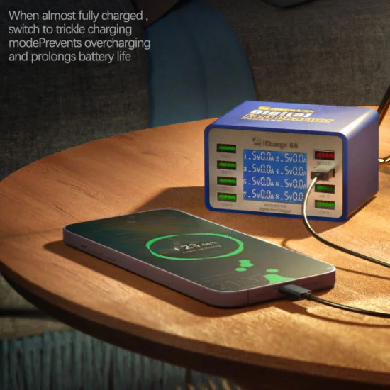 Mechanic Icharge 8p / 8s Qc 3.0 Multi-port Smart Fast Charger With Digital Display