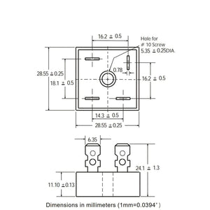 Kbpc3510 Bridge Rectifier Diode - Single Phase, Metal Case, 1000v 35a