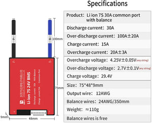 Li-ion 7s 24v Discharge 30a Charge 15a Lithium Battery Protection Board With Balance Pcm Bms