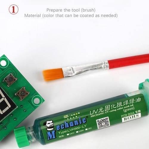 Green Mechanic Uv Curable 10cc Solder Mask Ink Pcb Fixing Repairing Welding Oil Paint Prevent Corrosive Arcing