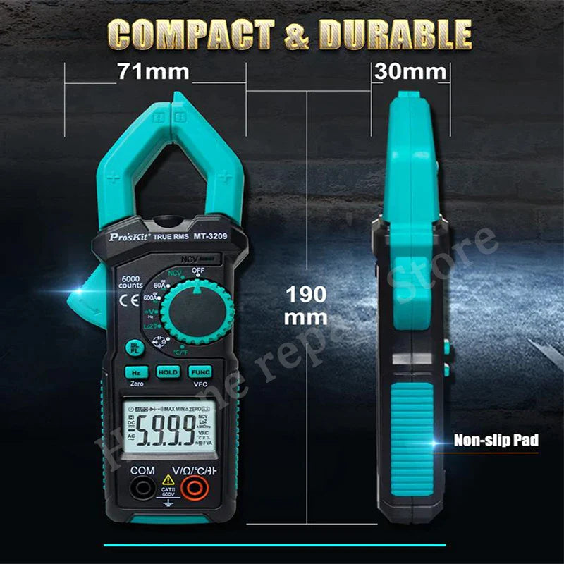 Proskit MT-3209 3-5/6 AC/DC Digital Clamp Meter, LED Lighting, LCD Digital Display, Sound and Light Buzzer, Electric Maintenance