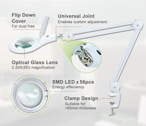Proskit MA 1209 Clip-on 5D Magnifying Glass LED Light - Perfect for Tool Repair and Detailed Work