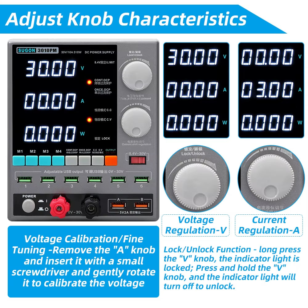 SUGON 3010PM Programmable DC Power Supply 30V 10A Voltage Current Regulator Stabilized Power Supply Voltage Switch AC 220V 110V