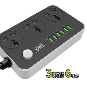 High Quality 3 Power Socket 6 Usb Ports Extension Power Lead Wire Cable Board