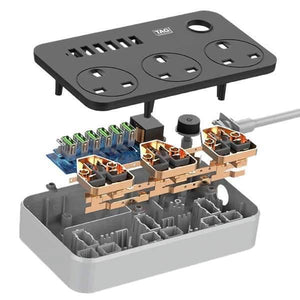 High Quality 3 Power Socket 6 Usb Ports Extension Power Lead Wire Cable Board
