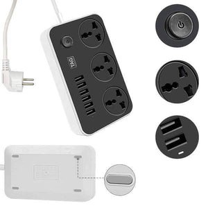 High Quality 3 Power Socket 6 Usb Ports Extension Power Lead Wire Cable Board