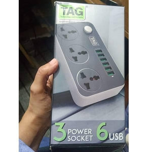High Quality 3 Power Socket 6 Usb Ports Extension Power Lead Wire Cable Board