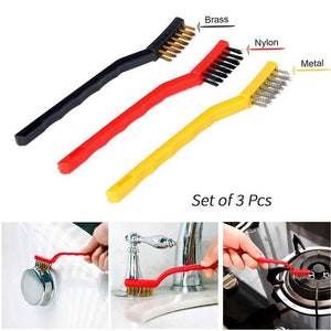 3pcs Wire Brush Stainless Steel Nylon Brass Wire Brushes Cleaning Rust Kit Polishing Metal Rust Clean Tools