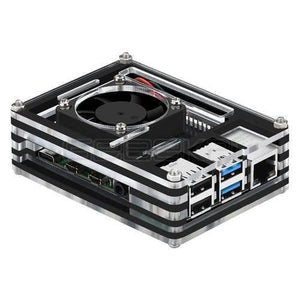 Transparent Acrylic Case For Raspberry Pi 4b With Cooling Fan And Heat Sink Clear And Black Case