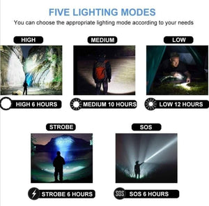 Usb Rechargeable Zoomable Led Flashlight Camping Torch Lamp T6-26 Usb Charge