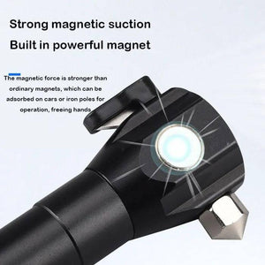 Water Proof Zoom Able Emergency Cob Flash Light Led Safety Hammer Flashlight