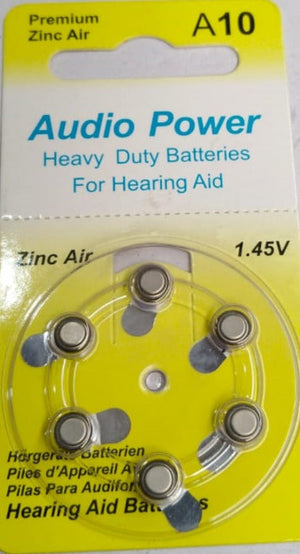Audio Power-hearing Aid Batteries (pack Of 6 Cells) A10
