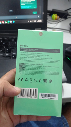 Infinix Xc05 Kit 20w Wall Charger + Type-c To Type-c Cable | Digilog.pk