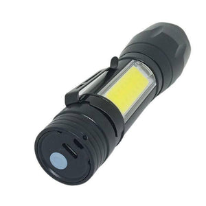 XPE COB LED Zoomable Battery Flashlight with Clip Mini Portable LED Torch