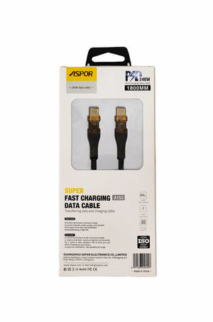 Aspor A153 240w Led Light Type-c To Type-c Pd Fast Charging Cable