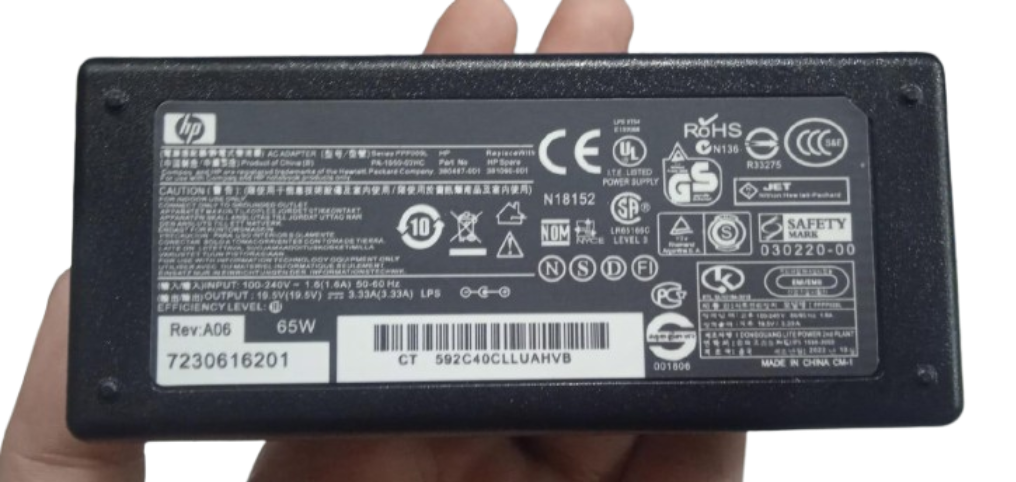 Original HP 19.5V 3.33A 65W AC adapter with power cable