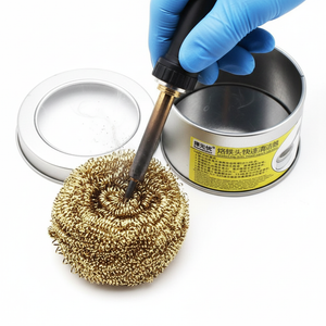 Brass Wire Sponge Soldering Iron Tip Cleaner with Metal Tin Box