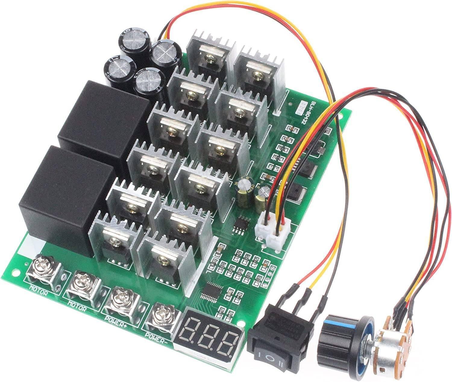 NOYITO PWM Motor Speed Controller 60A DC 10V-55V 12V 24V 36V 48V Digital Display 100A Max Brush DC Motor Controller - Third gear Forward Reverse Stop