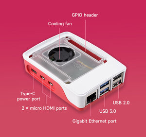 Official Raspberry Pi Case for Raspberry Pi 5, Built-in Cooling Fan, Red/White Color